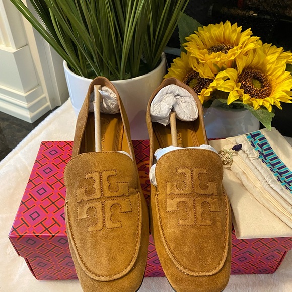 Tory Burch Ruby Square-Toe Suede Loafers - Picture 3 of 8